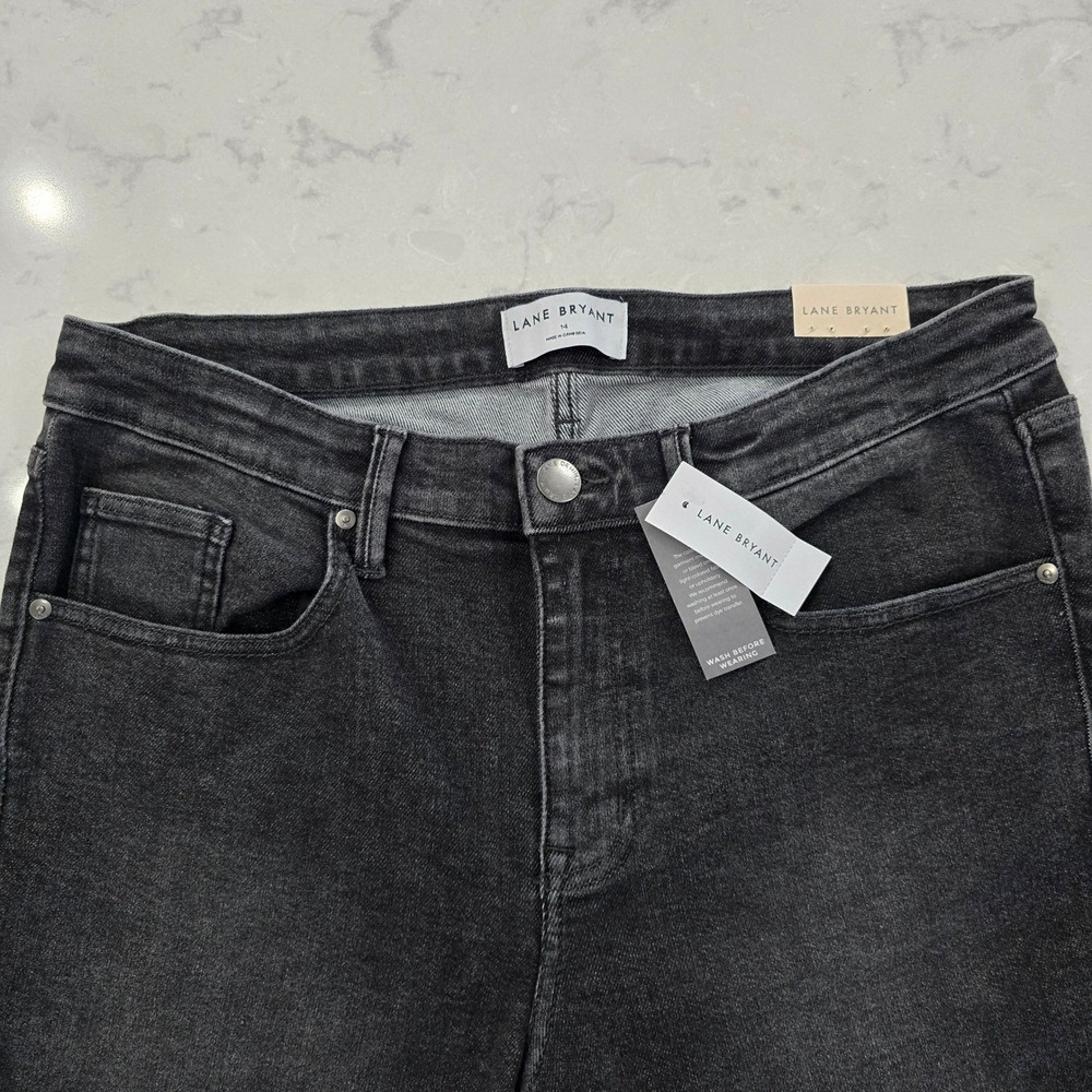 Lane Bryant Signature Fit Skinny Jeans 14 Mid-Rise Faded Black Denim  NWT